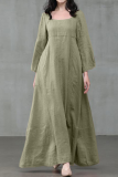 Casual College Solid Split Joint Square Collar A Line Dresses