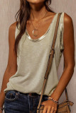 Fashion Casual Solid Patchwork U Neck Tops