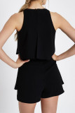 Casual Solid O Neck Loose Rompers