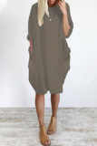Casual Solid Solid Color O Neck Long Sleeve Dresses