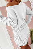 Street Solid Patchwork Frenulum O Neck Pencil Skirt Dresses