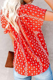 Fashion Casual Print Split Joint V Neck Tops
