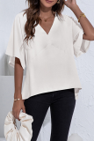 Fashion Elegant Solid Split Joint V Neck Tops
