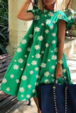 Casual Print Patchwork O Neck A Line Dresses