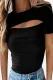 Elegant Solid Hollowed Out O Neck T-Shirts