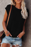 Fashion Street Solid Split Joint O Neck T-Shirts