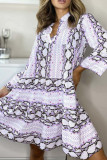 Fashion Casual Print Split Joint V Neck Printed Dresses