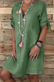 Casual Print Split Joint V Neck A Line Dresses