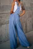 Casual Solid Pocket Spaghetti Strap Loose Jumpsuits