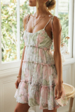 Fashion Elegant Floral Split Joint Stringy Selvedge Strapless A Line Dresses