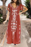 Fashion Vacation Print Split Joint Swimwears Cover Up