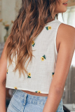 Sweet Floral Basic O Neck Tops