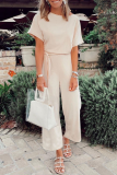 Fashion Casual Solid Frenulum O Neck Loose Jumpsuits