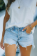 Street Solid Tassel Ripped Mid Waist Denim Shorts