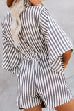 Fashion Elegant Striped Print Strap Design V Neck Loose Rompers