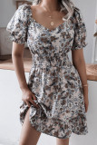 Fashion Casual Print Split Joint Square Collar A Line Dresses