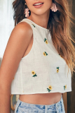 Sweet Floral Basic O Neck Tops