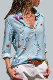 Casual Print V Neck Mid Waist Tops