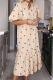 Casual Polka Dot Make Old Split Joint Buckle Flounce Mandarin Collar A Line Dresses