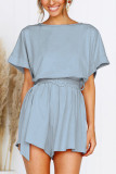 Fashion Sweet Solid Buttons Without Belt Loose Rompers