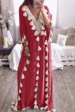 Fashion Street Solid Tassel Split Joint V Neck Straight Dresses