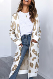 Casual Print Pocket Contrast Tops Sweater