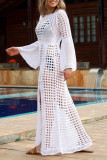 Fashion Vacation Solid Hollowed Out Swimwears Cover Up