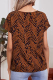 Fashion Casual Print Split Joint V Neck Tops