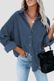 Casual Street Solid Buckle Turndown Collar Tops
