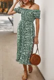 Fashion Street Print Split Joint Off the Shoulder A Line Dresses