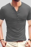 Fashion Casual Solid Basic V Neck Men's Tops