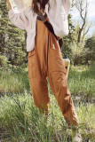 Street Solid Solid Color V Neck Loose Jumpsuits