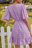 Fashion Simplicity Solid Split Joint V Neck A Line Dresses