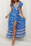 Fashion Bohemian Print V Neck Printed Dresses