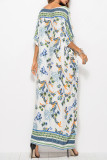 Bohemian Vacation Print Patchwork V Neck Beach Dress Dresses