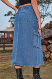 Casual Street Solid Slit High Waist Denim Skirts(5 Colors)