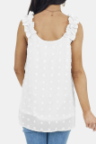 Casual Dot Solid Split Joint Stringy Selvedge O Neck Tops
