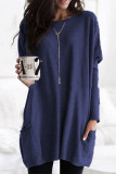Casual Solid Patchwork Pocket V Neck Tops(4 Colors)