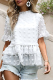 Fashion Street Solid Split Joint O Neck Tops