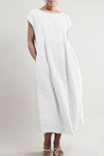 Fashion Vintage Solid Patchwork O Neck A Line Dresses