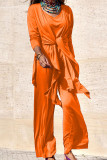 Solid Solid Color O Neck Long Sleeve Two Pieces