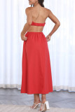 Sexy Celebrities Solid Backless Strapless Waist Skirt Dresses(4 Colors)