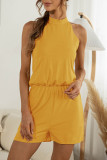 Fashion Casual Solid Patchwork Halter Loose Rompers