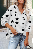 Casual The stars Pocket Zipper V Neck Tops