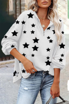 Casual The stars Pocket Zipper V Neck Tops