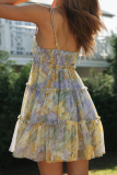Fashion Elegant Floral Split Joint Stringy Selvedge Strapless A Line Dresses