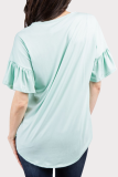 Casual Solid Buckle Strap Design V Neck Tops