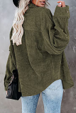 Casual Street Solid Buckle Turndown Collar Tops