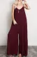 Fashion Street Solid Split Joint V Neck Loose Jumpsuits