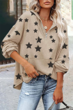 Casual The stars Pocket Zipper V Neck Tops